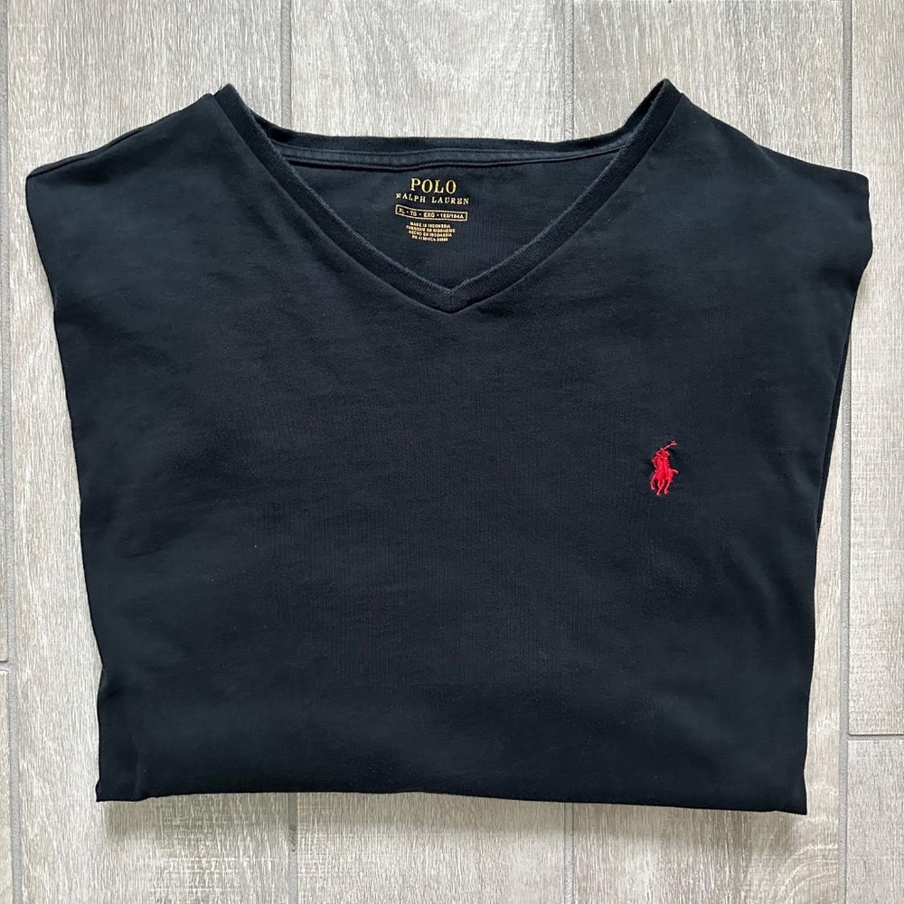 Polo Ralph Lauren V-Neck Men's Pullover Long Sleeve Shirt Black Size XL